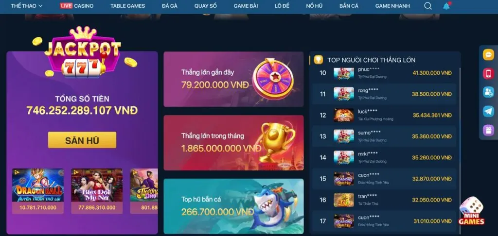 Bảng tỷ lệ hoàn trả cho các loại hình trò chơi tại W188